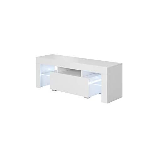 muebles bonitos – Mueble TV Modelo Elio (130x45cm) Color Blanco con LED RGB