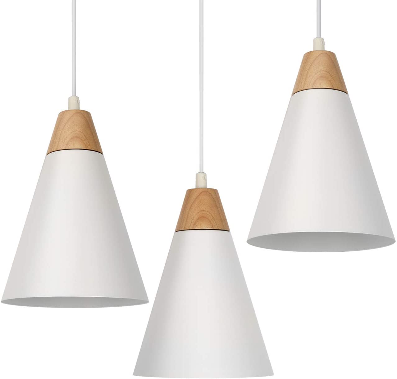 Tomons Lámpara de techo LED Lámpara Colgante Blanco Kit de 3 Escandinavo Moderno Estilo para la Sala Comedor Restaurante [Clase de eficiencia energética A]